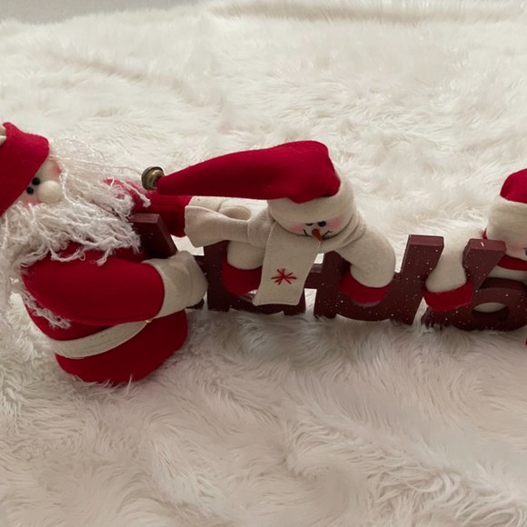 Christmas Holiday Decor Ho Ho Ho jingle bell Santa Snowmen - Picture 7 of 10